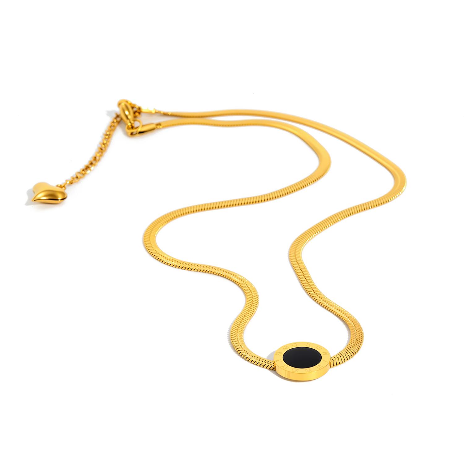

Classic Roman Numeral Necklace & Bracelet for Women - Snake Chain, 18K Gold Plated Stainless Steel, Hypoallergenic Jewelry золотий