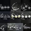 Metal Bridal Hairpin U-shaped Rhinestone Hair Clip Elegant Crystal Flower Hair Fork  Wedding
