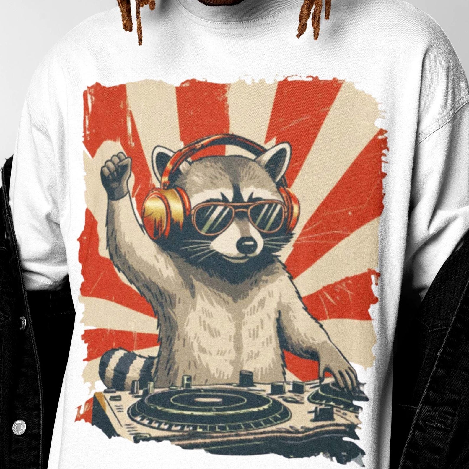 Cool DJ Raccoon Shirt | Funny Music Raccoon Tee | Graphic Shirt For Men And Women 4XL