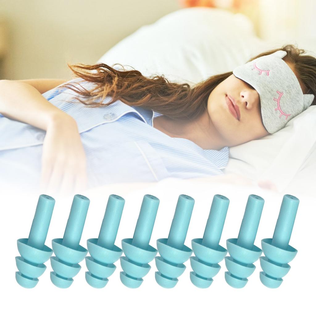 4 Paar geräuschunterdrückende Ohrstöpsel waschbar zum Schlafen schalldicht Silikon schützend Slow Rebound blau