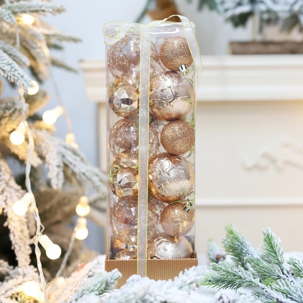 24pcs 4/6cm Christmas Ball Set Plastic Xmas Baubles Xmas Tree Hanging Pendant Christmas Decorations Gift Ball Xmas Ornament Ball