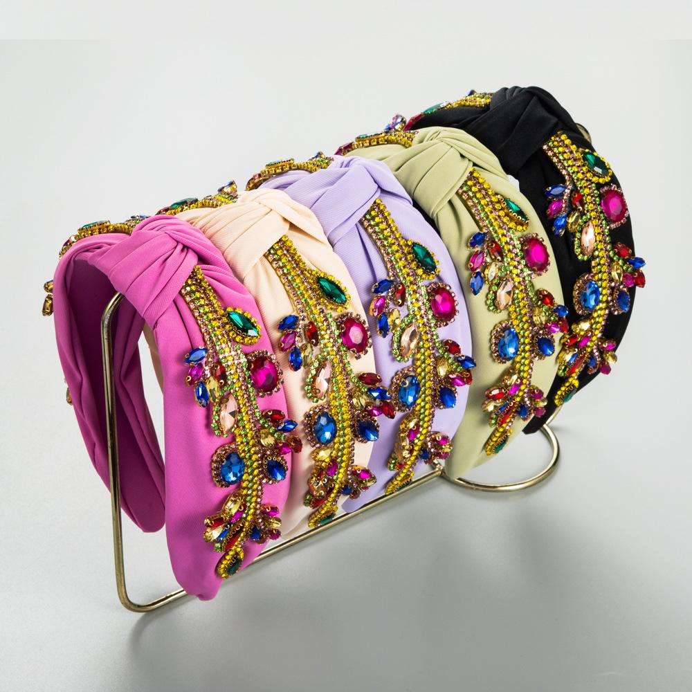 

Цепочка-тюрбан со стразами, завязанная сверху эластичная повязка для волос, аксессуары для волос для девочек, нескользящая повязка на голову, повязка для волос для