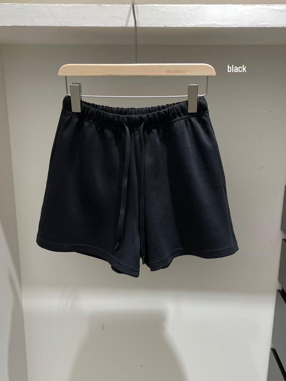 

MILDNESS2026 Women s Korean Style Slimming Drawstring Shorts: Spring/Summer Casual Versatile Fit One Size чёрный