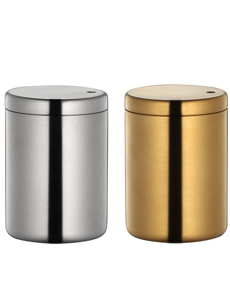 Stainless Steel Gold Cylinder High-grade Toothpick Box Barrel Hotel Toothpick Holder Metal Toothpick Dispenser Tooth Pick Holder