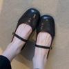 Sheepskin Version~ Genuine Leather French Retro Brock Engraved Mary Jane Small Leather Shoes Women's Versatile Flat-bottomed Shallow Mouth Single Sho