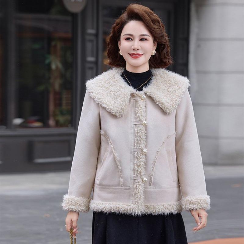 Mom Winter Clothing Fur Integrated Jacket Warm New Middle-aged Women's Clothing Fashion Thickened Thermal Top Women