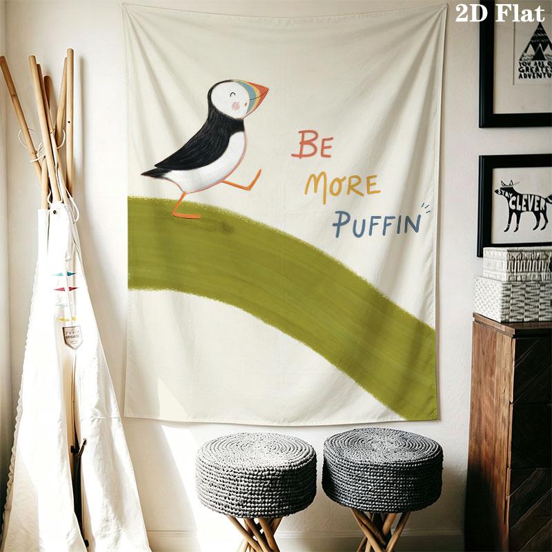Puffin Rock poster Wall Hanging Printed Fabric Blanket Decorative Tapestries for Bedroom Living Room Home Decor