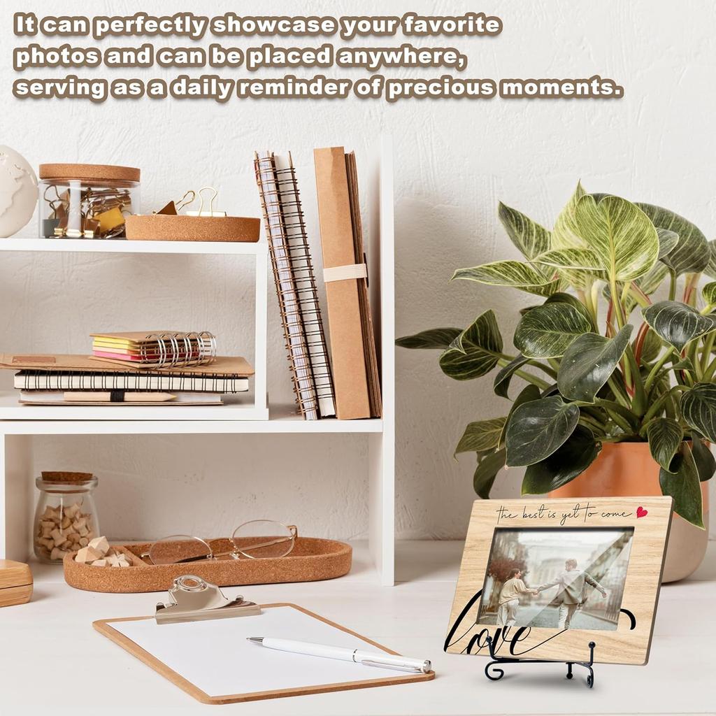 Best Is Yet To Come Love Picture Frame, 4X6 Wooden Photo Frame With Iron Stand, Wedding & Engagement Gifts