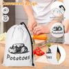 2 Pack Potato Onion Garlic Storage Bag 35x26cm Fabric Potatoes Onion Garlic Bag with Drawstring Closure, Washable Eco Friendly Cotton Food Storage