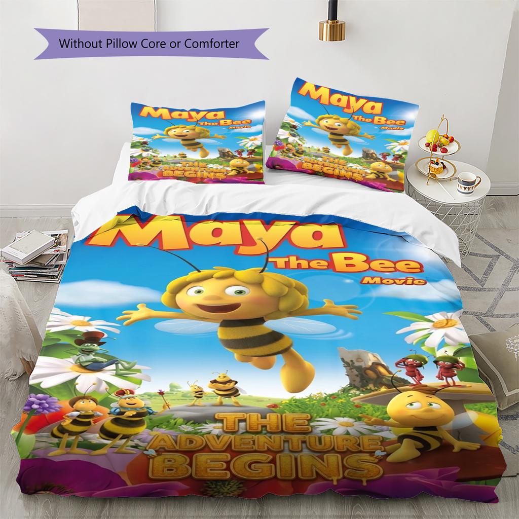 Set Biancheria da Letto con Fantasia Maya l'Ape Copripiumino Federa Decorazione per la Casa Regalo (1 * copripiumino + 2 * federa, senza nucleo)