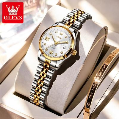 OLEVS 7133 Business Elegance Hot Selling Styles Calendar Stainless Steel Classic Fashion Quartz Watch for Woman