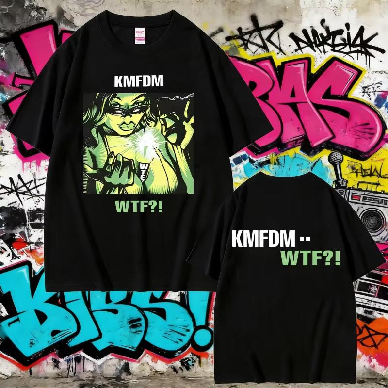 

Summer Limited Rock Band Kmfdm WTF Graphic Print T-shirt Men Women Vintage Gothic Punk Male Casual Pure Cotton T Shirts S
