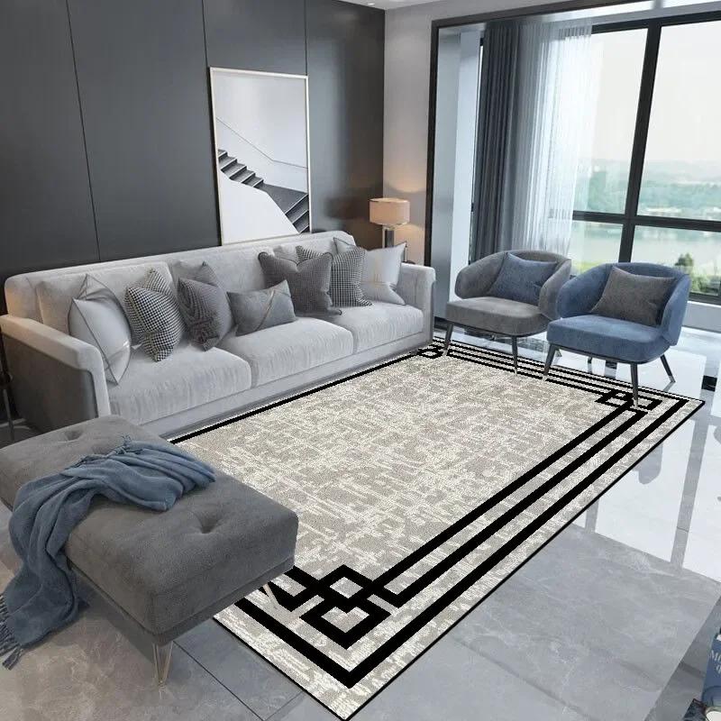 Moderner Teppich im nordischen Stil für Wohnzimmer, graue Schlafzimmerdekoration, großer Flächenteppich, kurze Loungematte aus Plüsch, waschbar, rutschfest