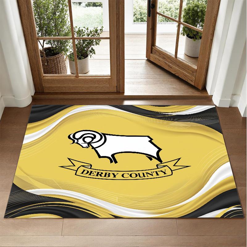 Derby County Design Crystal Velvet Rug Soft Decorative Mat for Bedroom Entrance