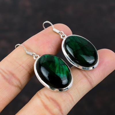 Green Fire Labradorite Earring Dainty Gemstone Jewelry 925 Sterling Silver Earring Handmade Unique Style Earring Gift For Mom Silver Jewelry