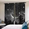 Starry Moon Forest Polyester Curtains Set Two Window Treatments Of 2 Made