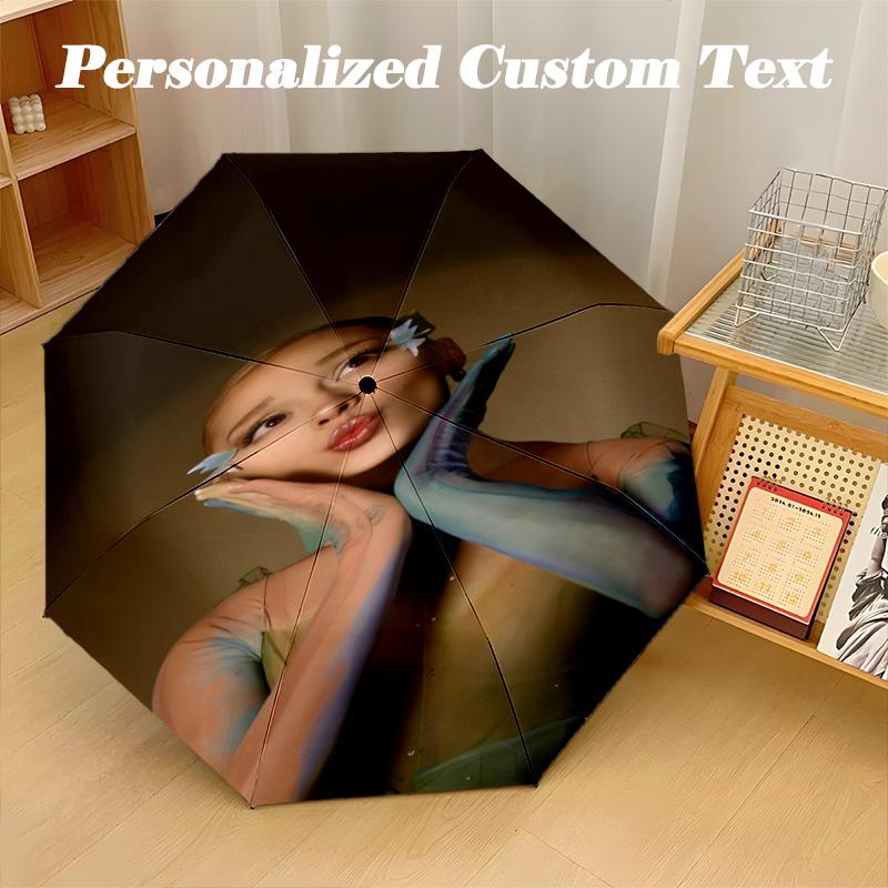 Portable Auto Folding Umbrella,Ariana Grande 8 Rib Waterproof Umbrella For Camping Commute