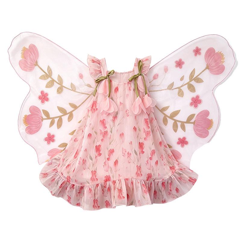 Sommerkleid für Mädchen 2026: Neues Super-Feenprinzessinnen-Sommerkleid mit Schmetterlingsflügeln
