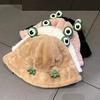 Winter Fischerhut Cartoon 3D Frosch Design Verdickt Winddicht Warm Plüsch Fischerhut Damen Outdoor Aktivitätszubehör