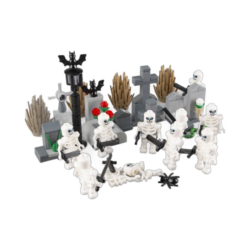 Halloween Skeleton Soldiers Ghost Zombies Small Particle Building Blocks Children'S Mosaic Toy Bags Exit