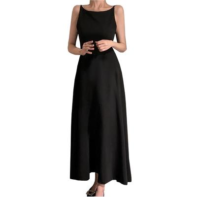 BEYANE Langes Konzert Party Hochzeit Erwachsener Einfach Lang Offen Kabarett High School Cocktail Abendkleid Kleid, Kleid, Kleid, Schwarz, Camisole, Satin,