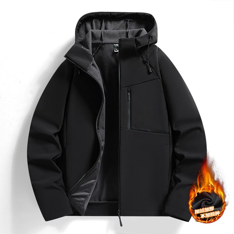Winter Hooded Waterproof Softshell Jacket: Velvet-Lined Couples' Outdoor Sportswear for Men and Women