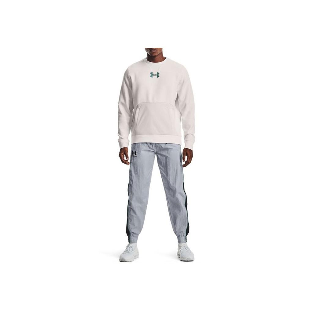 Under Armour Summit Logo Solid Color Crew Neck Long Sleeve Sweatshirt Men sweatshirt White 1361453-113