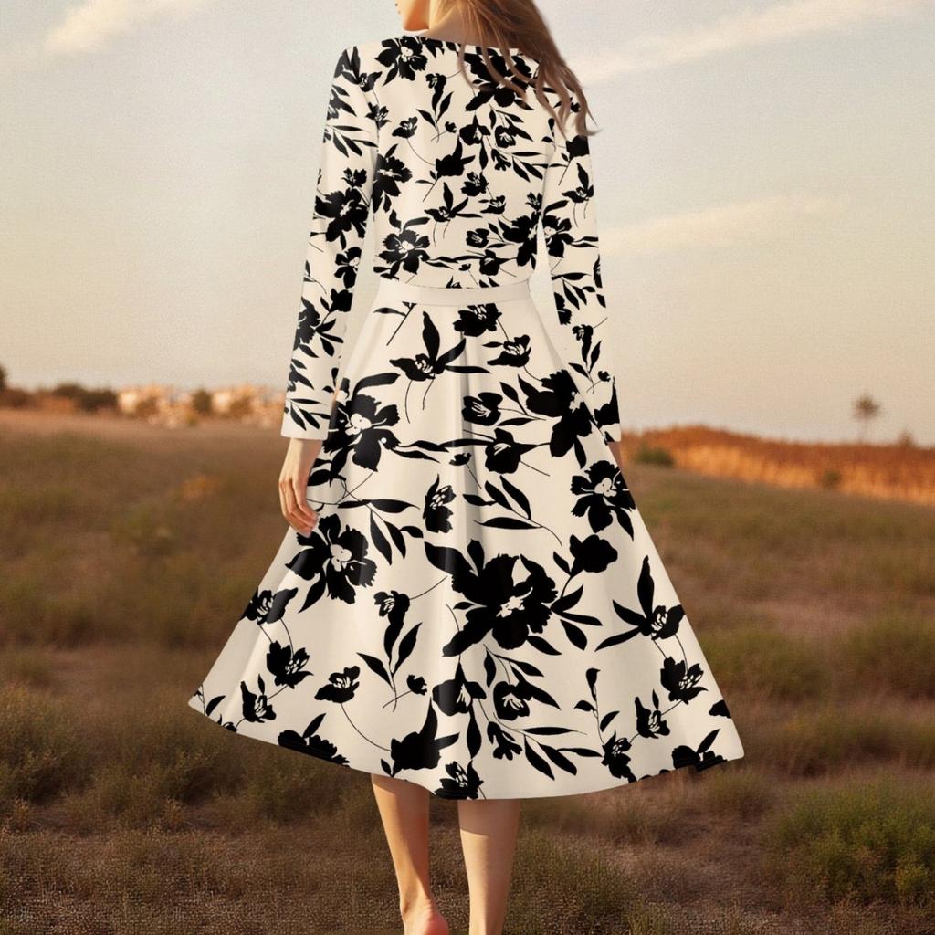 Women's  Fashionable And Casual Long-sleeved Short Cardigan Top + Belt + Strappy Dress Set