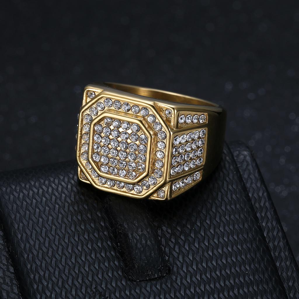 Ring New Hip-hop Nightclub Jewelry Gold-plated Diamond Men's Ring