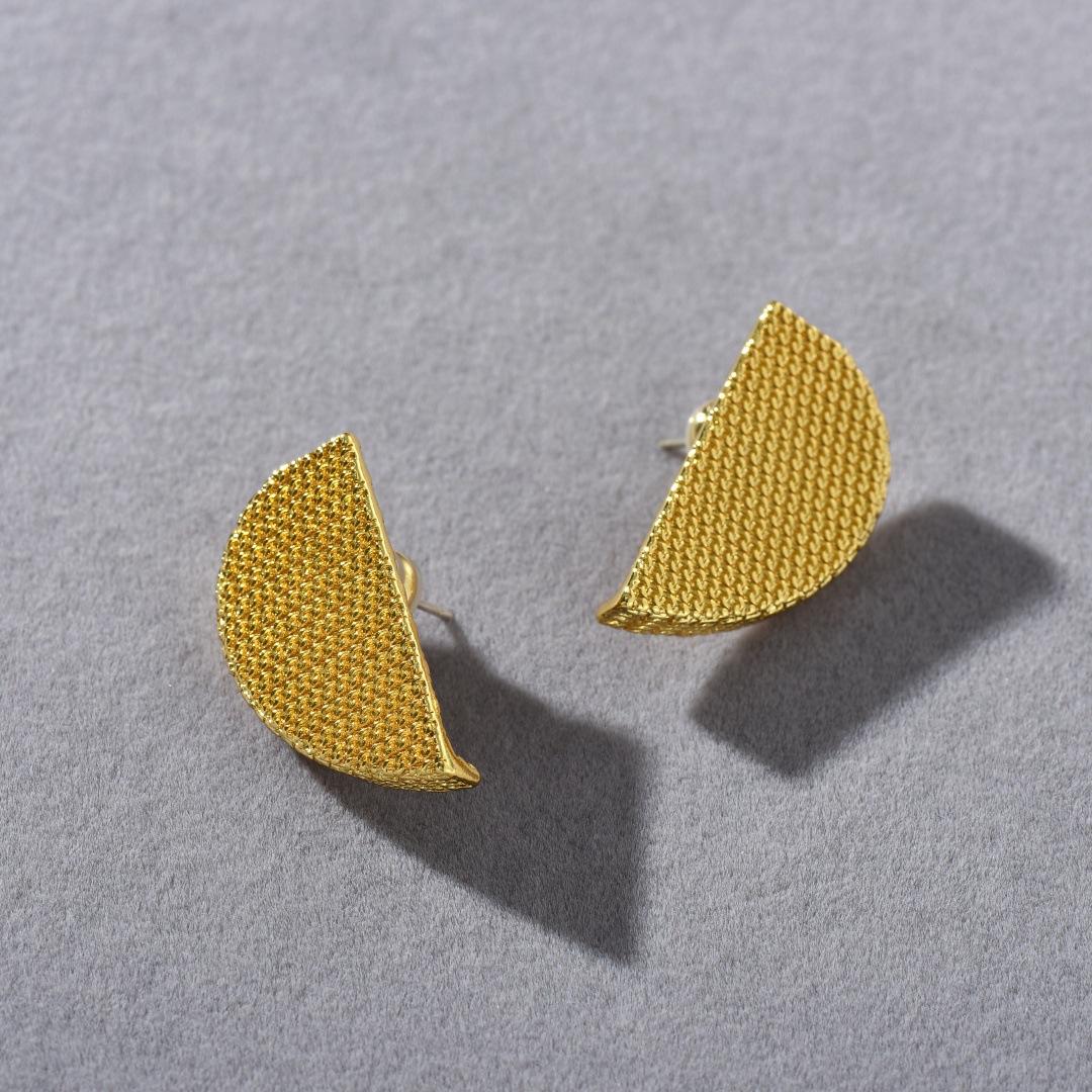 Niche Design Half Circle S925 Silver Needle Stud Earrings Shine Stylish, Simple And Versatile High-End Temperament Earrings