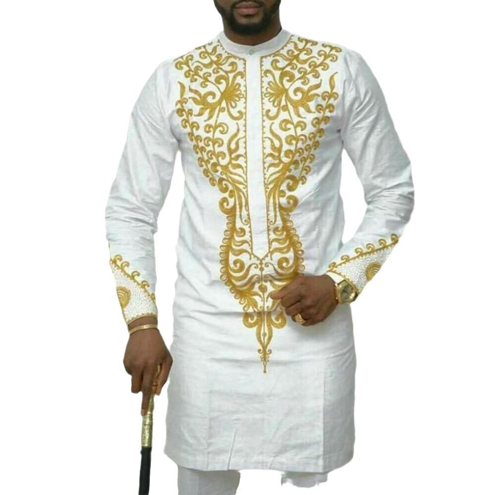 2024 African Ethnic Embroidered Men's Long Sleeve Casual Suit Set
