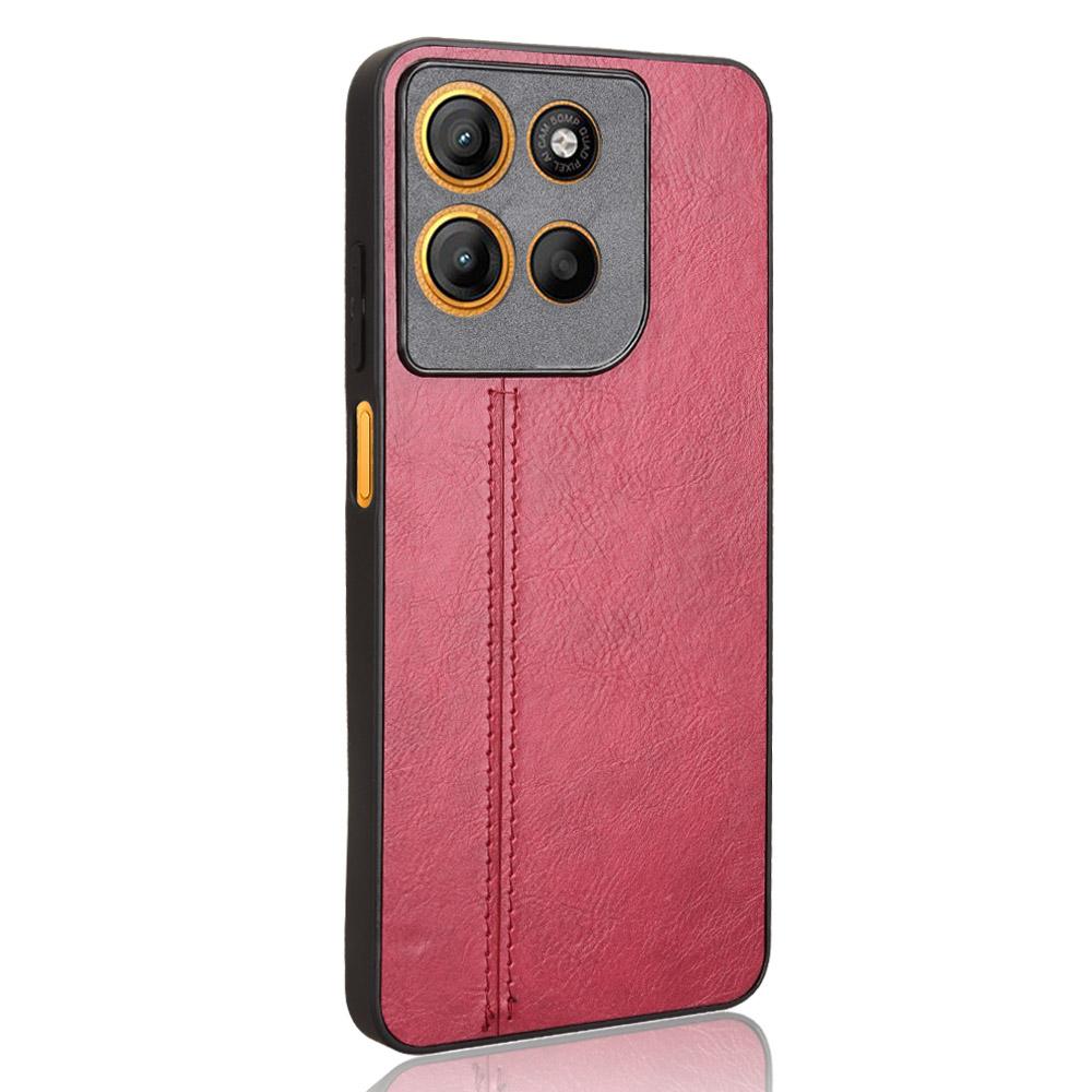 For Motorola Moto G15 Power 4G/G15 4G Case Cowhide Texture Leather+TPU+PC Phone Cover Stitching Line