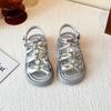 Rhinestone Princess Sandals: Non-slip, Soft-soled Bow Shoes for Girls, Perfect Summer Roman Style for Big Kids and Students.