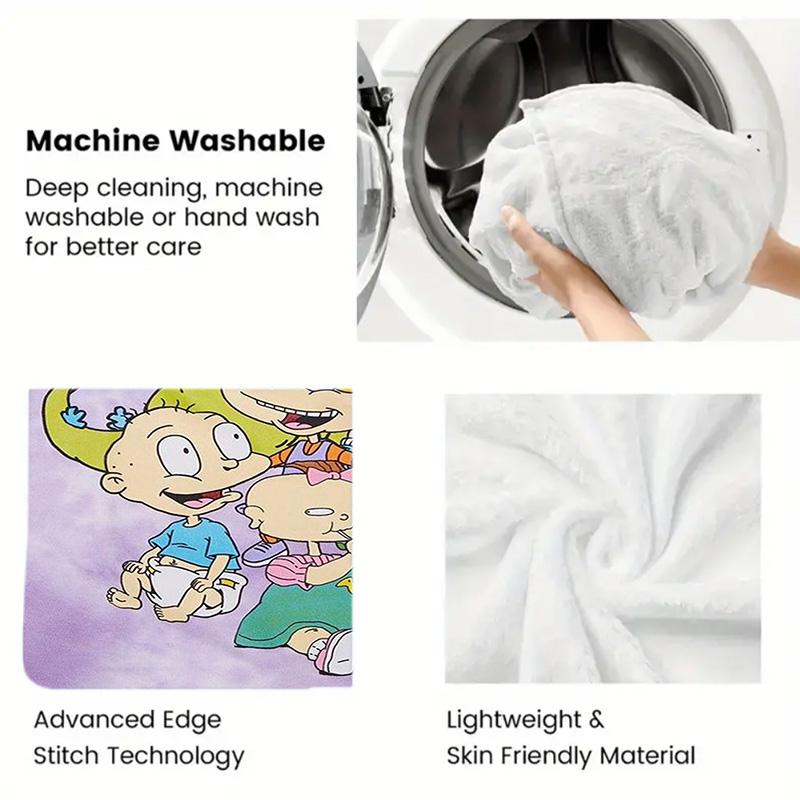 Rugrats 2D Flat Pattern Flannel Blanket High quality All Seasons Warmth and Comfort Perfect for Christmas Gifts.