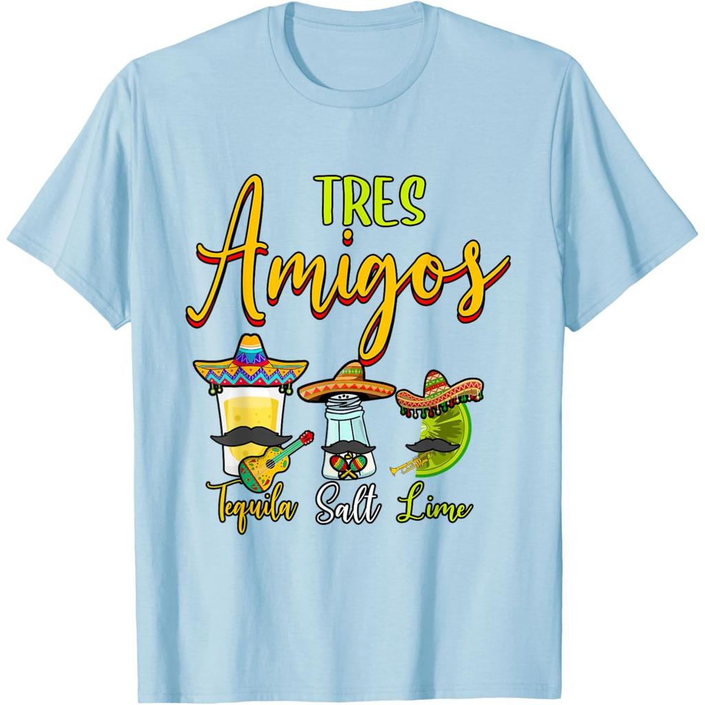 Tequila Salz Limette Tres Amigos Cinco De Mayo Grafik T-Shirt Lässiges Baumwoll-T-Shirt