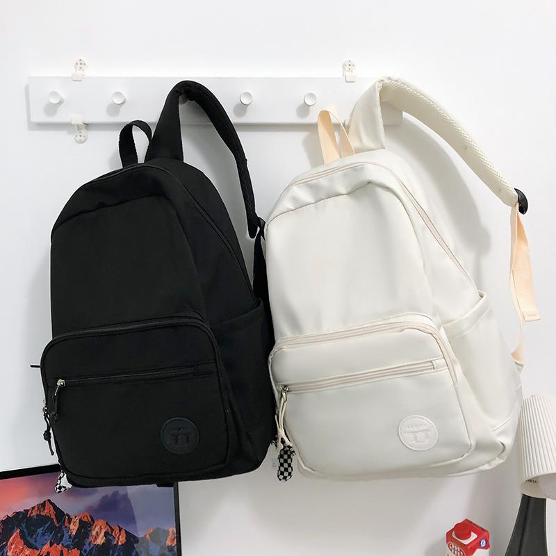 Simple and Versatile Ins Campus Style Backpack Female, Solid Color Large-capacity High School Student Schoolbag Casual Computer Backpack