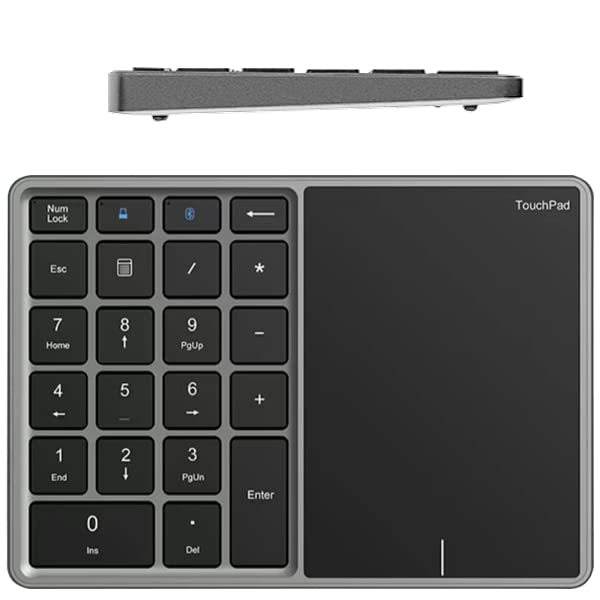 

Wireless Bluetooth 2.4G Touchpad with Numeric Keypad, Multi-Gesture Support, Dual-Device Connection, Slim, Silent, USB Receiver Included,