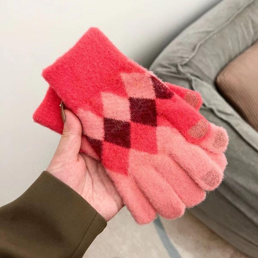 New Keep Warm Knitted Glove Windproof Touch Screen Winter Cycling Glove Cold Proof Full Finger Mittens Female