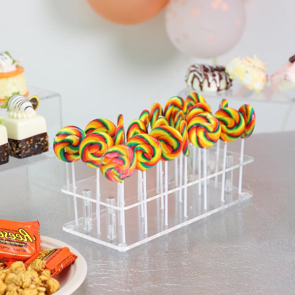 Acrylic Cake Pop Display Stand, 20/21 Hole Clear Lollipop Holder for Weddings Christmas Birthday Parties Halloween Candy Decor