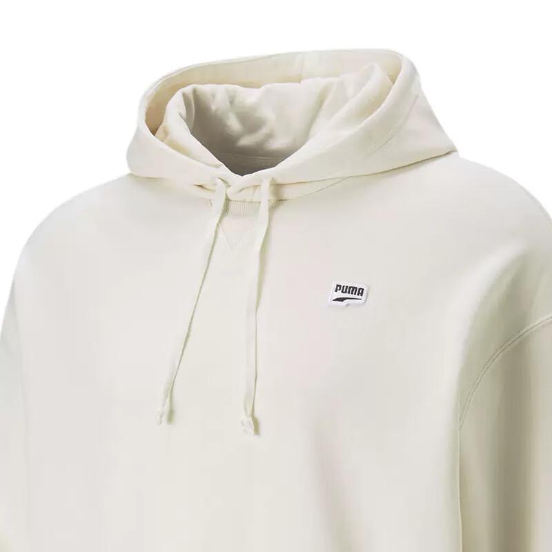 Puma Solid Color Logo Patch Drawstring Hoodie Men Hoodie Natural-Cotton-Linen 537750-99