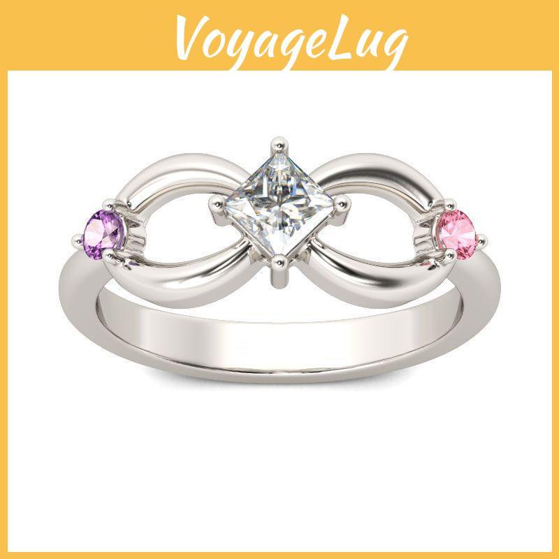 Elegant Fashion Silver Plated Ring With Rhinestone Alloy Infinity Design
