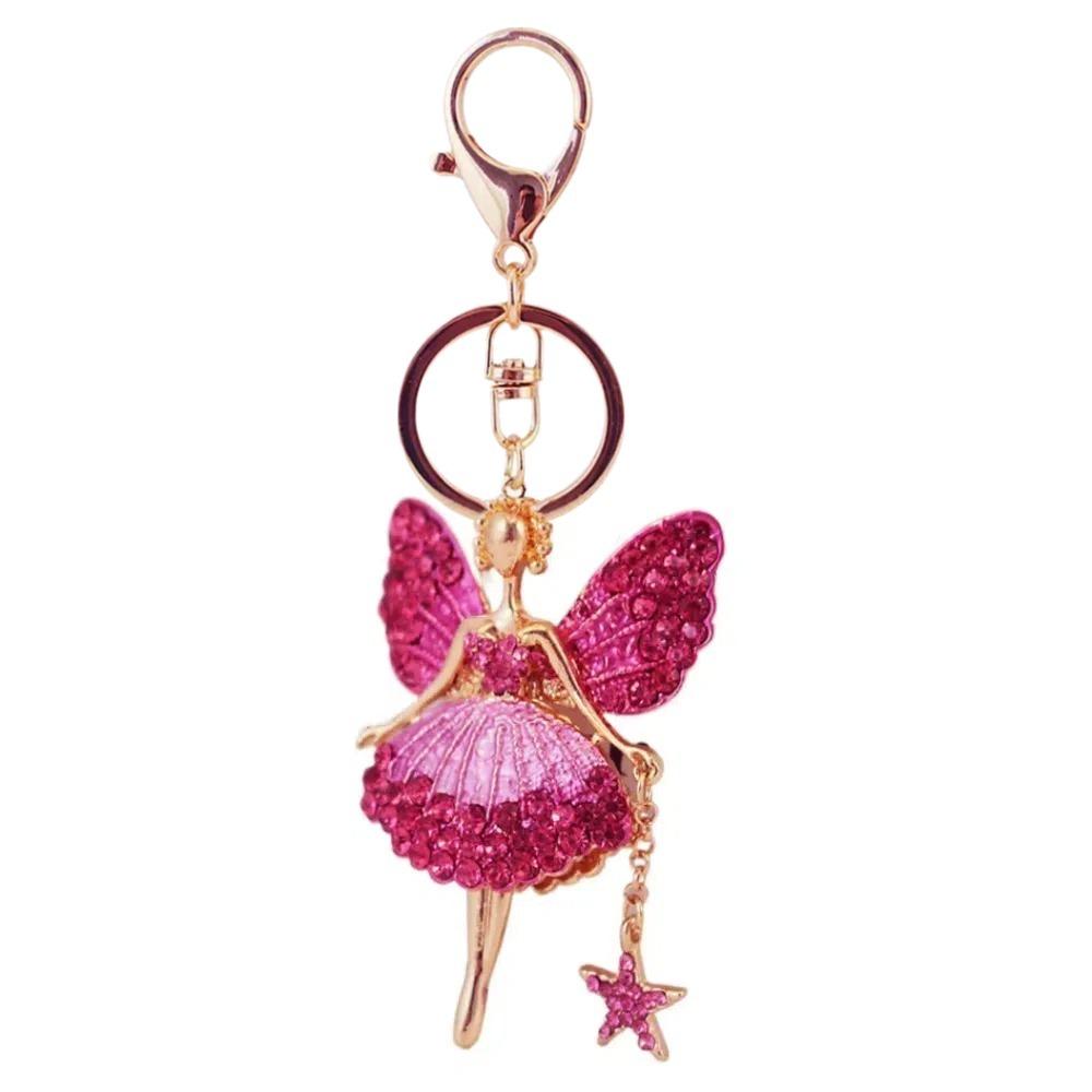 Metal Ballet Girl Keychain Zircon Car Key Ring Luxury Rhinestone Girl Pendant  Women
