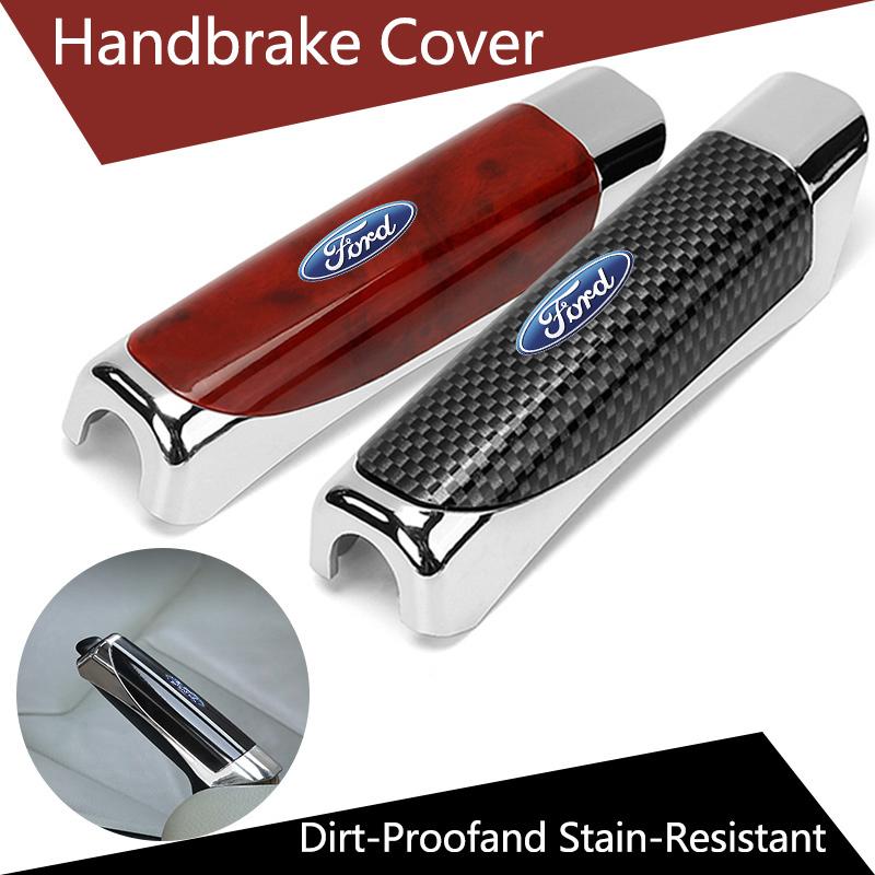 Car Hand Brake Carbon Parking Brake Handbrake Grips Protection Cover Car Interior For Ford Focus 3 4 MK3 Kuga Escape Mustang E ZT6