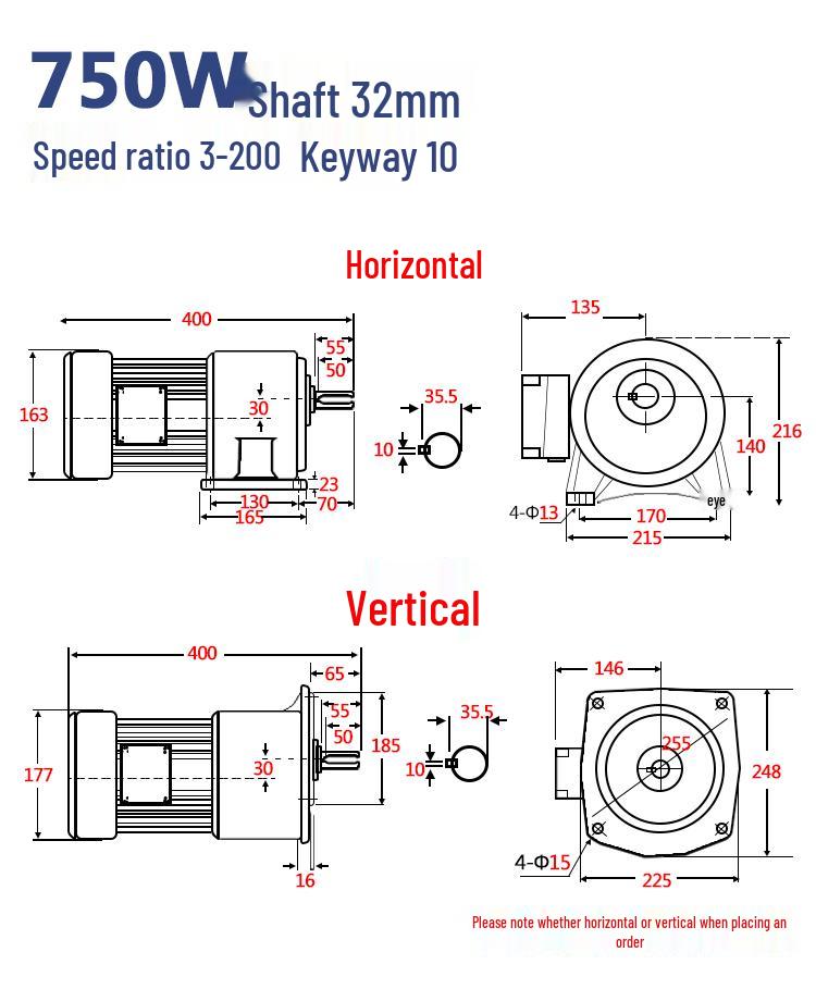 Integrated Gear Reducer Motor: 380V Horizontal, Small Variable Frequency, Low Speed, High Power, 220V Horizontal.