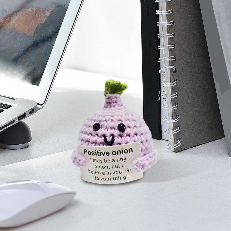 Emotional Positive Crochet Doll Positive Fruit Onion Blueberry Bunny Crochet Decor Cute Handmade Desk Toy Positive Gift