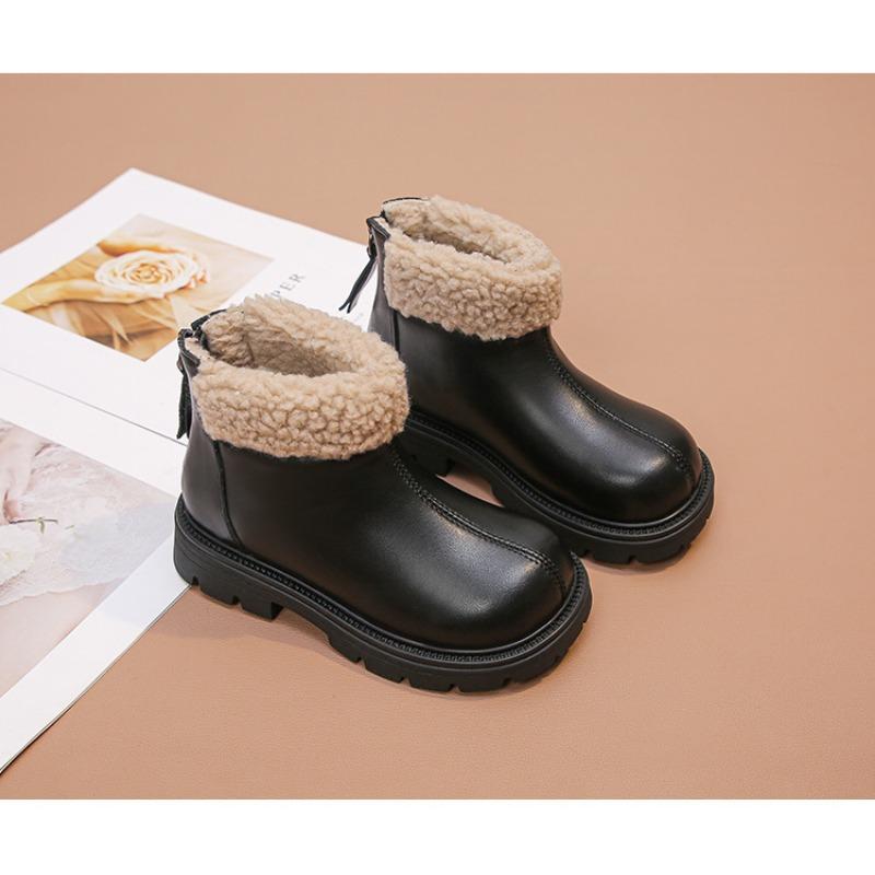 Korean Version Suede Winter Children's Shoes Big Children's Martin Boots Girls' Fur Short Boots Girls' Suede Boots for Warmth