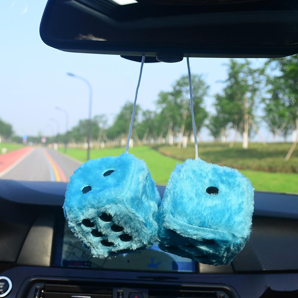 2PCS Car Pendant Fuzzy Dice Dots Rear View Mirror Hangers Car Interior Decoration Auto Accessories Ornaments Car-Styling