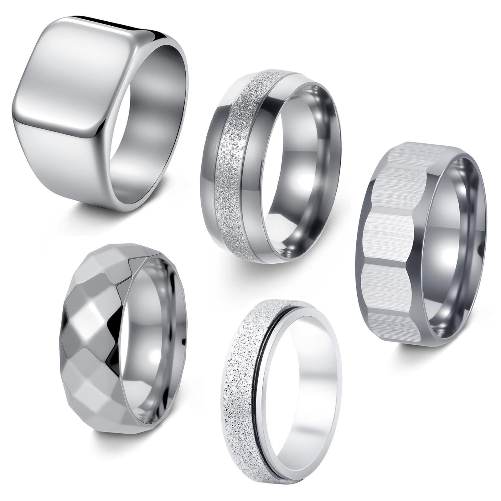 Модный набор колец из титановой нержавеющей стали для мужчин - Различные стили и персонализированный дизайн Size 12