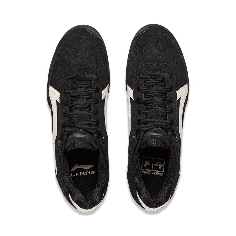 Li Ning Fashion Trend Comfortable Simple Wear Resistant Breathable Functional Casual Low Top Table Tennis Shoes Unisex Shoes Black Off-White AZGV311-2