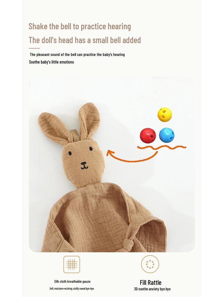 Baby Pure Cotton Comfort Blanket & Doll - Little Rabbit Crinkle Toy